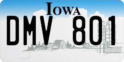 IA license plate DMV801
