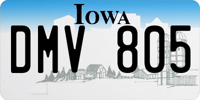 IA license plate DMV805