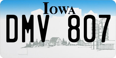 IA license plate DMV807