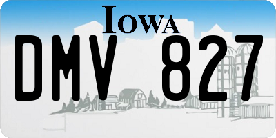 IA license plate DMV827