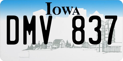 IA license plate DMV837