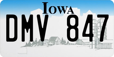 IA license plate DMV847