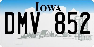 IA license plate DMV852