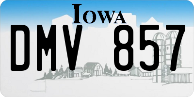 IA license plate DMV857