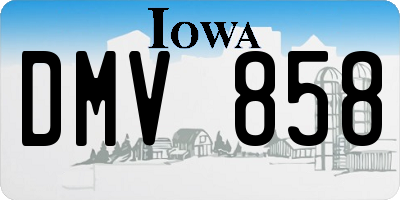 IA license plate DMV858