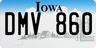 IA license plate DMV860