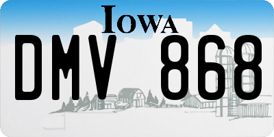 IA license plate DMV868