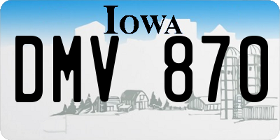 IA license plate DMV870