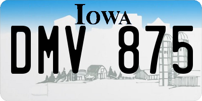 IA license plate DMV875