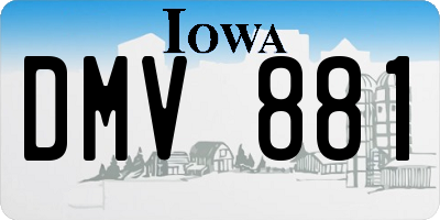 IA license plate DMV881