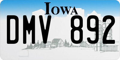 IA license plate DMV892