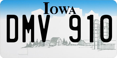 IA license plate DMV910