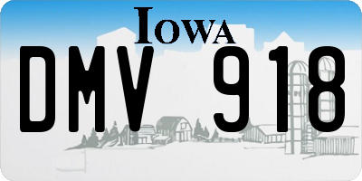 IA license plate DMV918