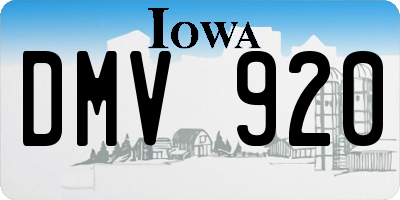 IA license plate DMV920