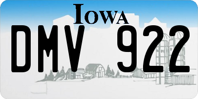 IA license plate DMV922