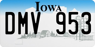 IA license plate DMV953