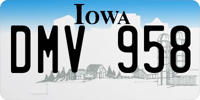 IA license plate DMV958