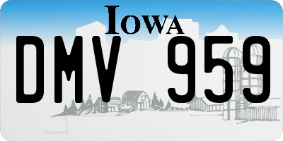 IA license plate DMV959