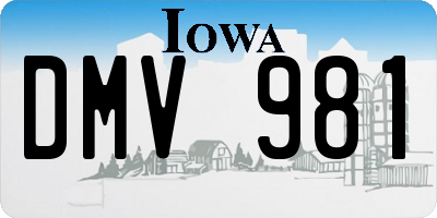 IA license plate DMV981