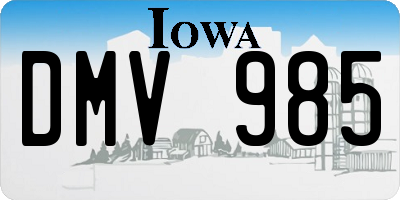 IA license plate DMV985