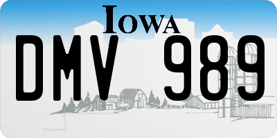 IA license plate DMV989