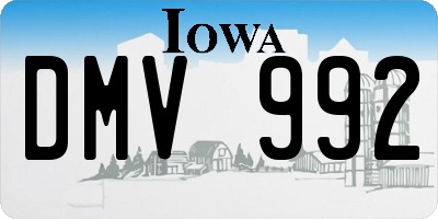 IA license plate DMV992
