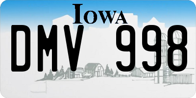 IA license plate DMV998