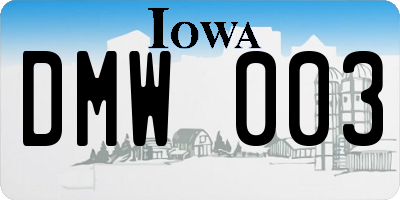 IA license plate DMW003