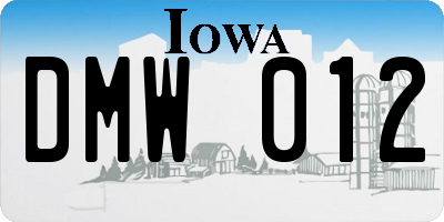 IA license plate DMW012
