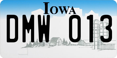 IA license plate DMW013
