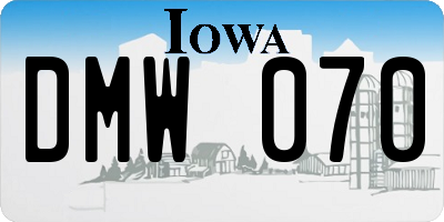 IA license plate DMW070