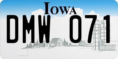 IA license plate DMW071