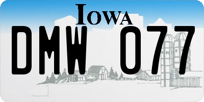 IA license plate DMW077