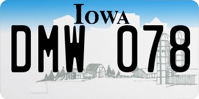 IA license plate DMW078