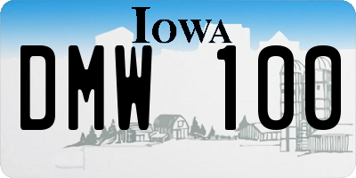 IA license plate DMW100