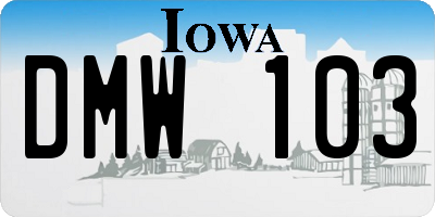 IA license plate DMW103