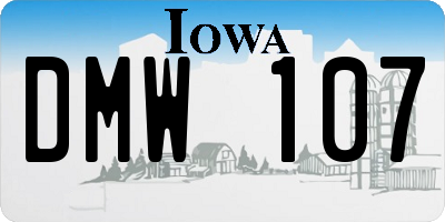 IA license plate DMW107