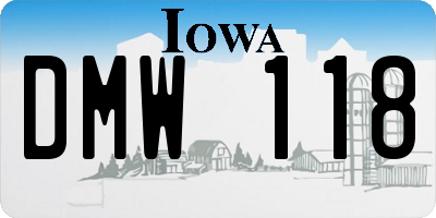IA license plate DMW118