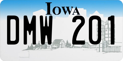 IA license plate DMW201