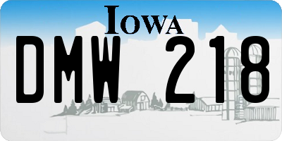 IA license plate DMW218