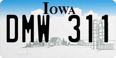 IA license plate DMW311