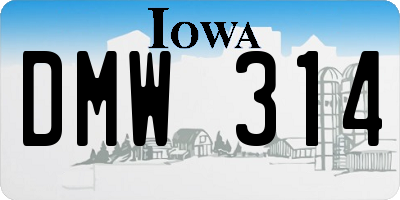 IA license plate DMW314