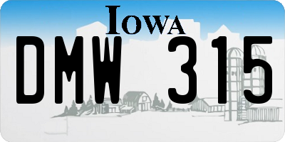IA license plate DMW315