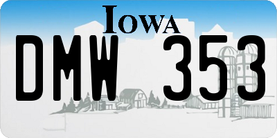 IA license plate DMW353