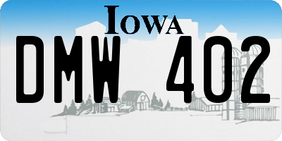 IA license plate DMW402