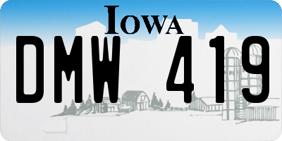 IA license plate DMW419