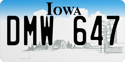 IA license plate DMW647