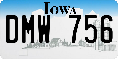 IA license plate DMW756