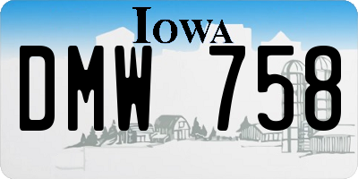 IA license plate DMW758