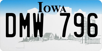 IA license plate DMW796